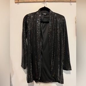 Dennis Basso Womens sequined Jacket Cardigan Black XXS